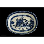 A Chinese oval blue and white bowl; Ming Chia-Chin