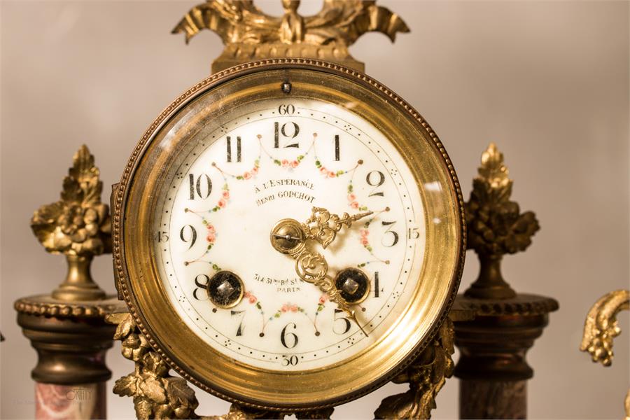 A French clock garniture by L'Esperance Henri Godc - Image 2 of 3