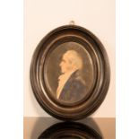 A miniature 19th century portrait of Thomas Jeffer