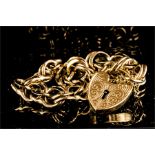 A 9ct gold bracelet with heart form clasp, 21.7g.