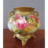 A Royal Worcester Rose Pattern vase, signed by A W