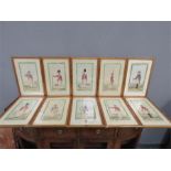 A set of twelve watercolours, depicting portraits