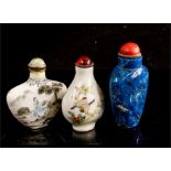 Three Chinese snuff/scent bottles, of differing fo