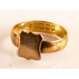 A 22ct gold signet ring, shield form, size N, 2.9g