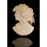 A 9ct gold and open cut cameo, depicting profile o