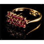 A 9ct gold and pink paste stone set ring with orig