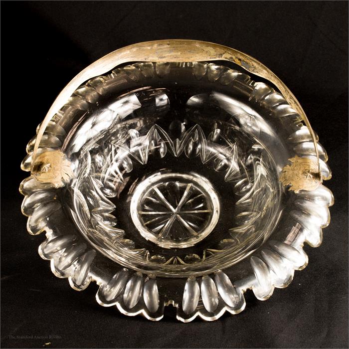 A French cut crystal fruit bowl with silver plated