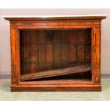 A 19th century rosewood bookcase, with marble top and two height adjustable shelves.