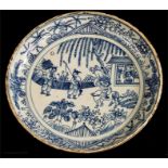 A blue and white Chinese dish, possibly 19th centu