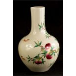 A Chinese onion vase depicting the Nine Peaches, w