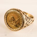 A 1987 1/10 Krugerrand mounted in a 9ct gold ring