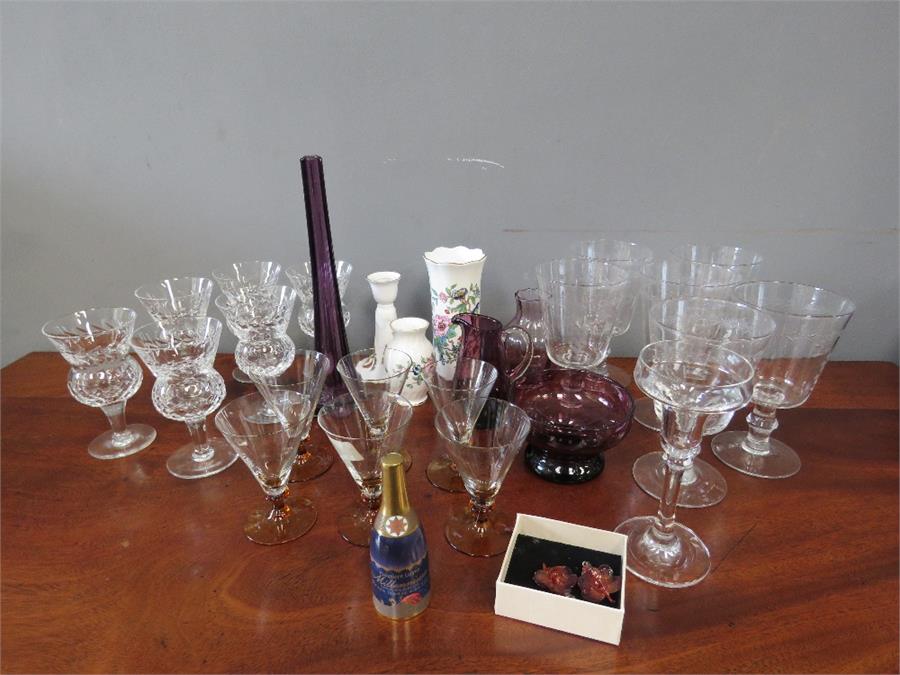 A group of glass and crystal ware, to include vase