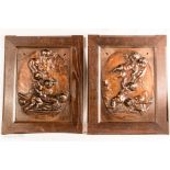 A pair of Renaissance style early walnut panels in