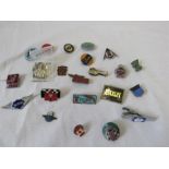 A group of vintage enamel badges including Royal E