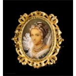 An 18ct gold miniature portrait pendant, depicting