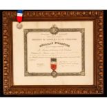 A French Medaille D'Honneur with certificate, fram