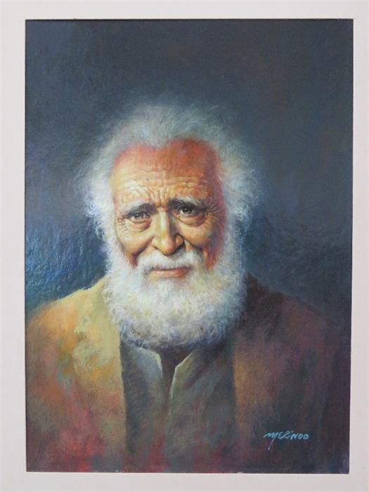 Myerwood? oil on board, portrait of bearded man, 2