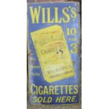 A vintage enamel advertising sign: Wills Cigarette