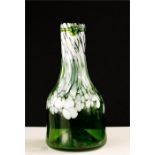 A Nailsea green glass flask, 18cm high.