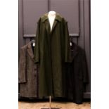 Three wool coats, dark grey, grey and green. (3)