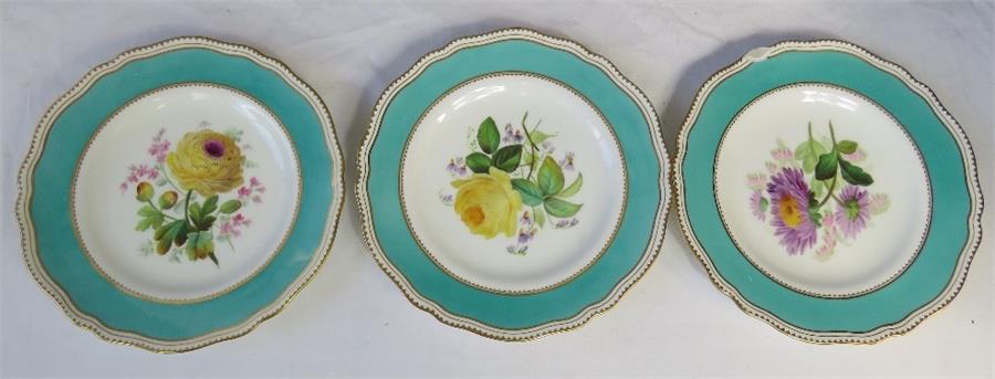 A set of three Copeland hand painted porcelain pla