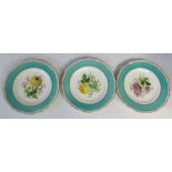 A set of three Copeland hand painted porcelain pla