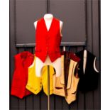 A yellow velvet waistcoat, leather waistcoat, two