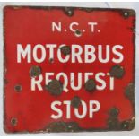 A vintage enamel advertising sign, NCT Motorbus Re