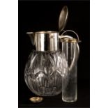 A cut glass and silver plate lemonade jug, with in
