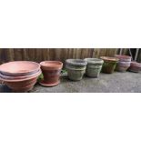 Plant pots, planters and bird bath.