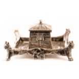 An Art Nouveau silver plated inkwell.