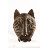 A Benin bronze African leopard head.