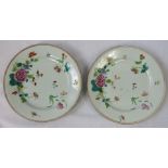 A pair of plates with floral pattern.