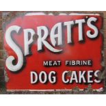 A vintage enamel advertising sign: Spratt's Meat F