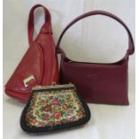 A Tod's leather handbag, a Vintage tapestry clu