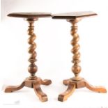 A pair of candle stands, hexagonal top raised on b