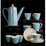 A powder blue retro coffee service.