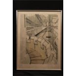 Lithograph, London Bridge, unsigned, 59 by 45cm.