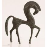 A cast metal figure of a Nordic horse, 13 cm tall.