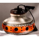 West German fat lava burnt orange pendant ceramic light 30cm diameter x 24cm high