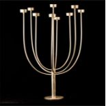 Habitat articulated modernist candelabra in brushed stainless steel, height 61.3cm.