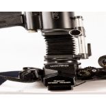 Canon f1 body with Novoflex pistol grip shutter, bellows (F280mm) and Novoflex telephoto lens,