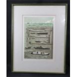 Glynn Thomas, Morsea Boats 28/75 limited edition print, signed in pencil, 28 by 20cm.