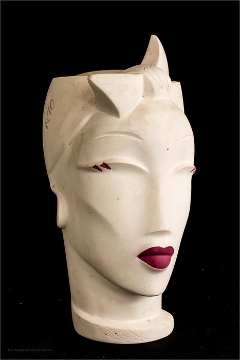 Lindsey Balkweil (1985): 80's London school art deco revival, matt white plaster bust of a woman