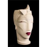 Lindsey Balkweil (1985): 80's London school art deco revival, matt white plaster bust of a woman