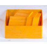 Gustavberg of Sweden wall storage with removable dividers, yellow, 59 x 35cm.