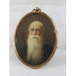 A 19th century miniature portrait of a bearded gentleman, oil on paper, 8cm by 6cm.