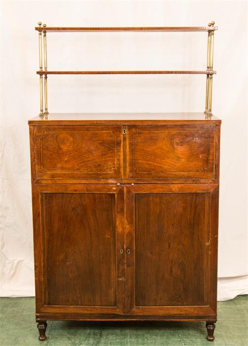 A 19th century rosewood secretaire with two tier shelf back, cedar lined drawers, drop down front - Image 7 of 9