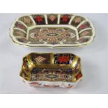 Two Crown Derby Old Imari pattern dishes, rectangular form.