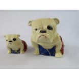 Two Royal Doulton British Bull Dogs, Rd.No. 645658. 9½ and 6cm high.